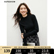 紅袖修身打底針織衫秋季2024新款女裝無縫一體坑條半高領(lǐng)氣質(zhì)內(nèi)搭上衣 黑050 M