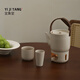 宜集堂中古提梁壺溫茶爐泡茶壺套裝陶瓷功夫茶具小型加熱底座大容量家用 Tea Song茶壺_爐_兩杯_灰 580ml 401mL(含)-500mL(含)