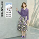 顏域復古印花半身裙女2025夏季新款優(yōu)雅高腰顯瘦純棉A字百搭長(cháng)裙 紫花 XL