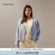 Calvin KleinJeans秋冬女士含羊毛混紡ck短款紐扣V領(lǐng)針織開衫毛衣J224775 P01-珍珠灰 M