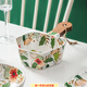 GIOIO歐式七彩云花手柄碗米飯碗創(chuàng  )意餐具甜品沙拉碗不規則個(gè)性陶瓷盤(pán)子 七彩云花-木柄幾何碗