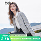 百圖betu女裝秋季新款毛針織衫小香風(fēng)開衫軟糯針織衫女2408T22 灰色 M