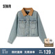 森馬（Semir）森柔牛仔|牛仔外套女短款翻領(lǐng)做舊秋夾克小個(gè)子街頭103524108001