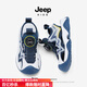 Jeep吉普童鞋兒童包頭涼鞋夏季新款旋轉(zhuǎn)扣溯溪鞋男女童軟底防滑沙灘鞋 深蘭白(偏大一碼，勿貪大) 37 鞋內(nèi)長(zhǎng)約24cm