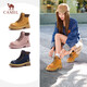 駱駝（CAMEL）【丁真同款】山越工裝靴女馬丁靴 L25W076018 土黃(反絨皮) 36