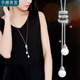 樂(lè)喵（LEMIAO）韓國(guó)百搭流蘇毛衣鏈女長(zhǎng)款簡(jiǎn)約人造珍珠吊墜長(zhǎng)項(xiàng)鏈衣服掛件配飾七 銀色  B03-101