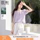 香影萊賽爾天絲襯衫女泡泡袖2025夏裝新款溫柔風(fēng)襯衣漸變紫色上衣 紫色 L 165/88A/110-125斤