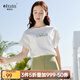 Olrain歐芮兒白色T恤女夏季新款寬松顯瘦刺繡荷葉邊喇叭袖純棉上衣 白色 XL