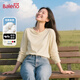 班尼路（Baleno）白色正肩長(cháng)袖T恤女2025秋冬季新款寬松純棉打底衫女裝內搭上衣服