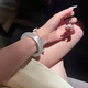白色貓眼石新款保正小眾高級感送女友爆款手鐲冰種白月光玉手鐲 白月光 內(nèi)徑61-62mm【高顏值通透款】