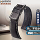 海奕施（HIRSCH）休閑真牛皮表帶 不怕水適用于華為手表GT 鐵城 漢密爾頓 帝舵 黑色蝴蝶扣：長(cháng)L碼 表耳22mm-表扣20mm