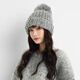 卡蒙（Kenmont）手工編織大頭圍護耳毛球針織帽女寬松百搭保暖翻邊毛線(xiàn)帽km-9525