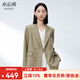 水云間寬松雙排扣正肩小西裝薄外套女2025春季新款綿羊毛混紡氣質(zhì)西服女 灰綠 M