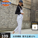 dickies背帶褲 撞色壓線設(shè)計 女式寬松工裝長褲 背帶褲女DK008093 白色 XS