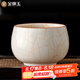 金鑲玉茶杯主人杯 功夫茶具白陶瓷汝窯開(kāi)片送禮高檔 白汝羅漢養(yǎng)成杯