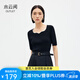 水云間黑色半袖極細(xì)毛針織衫上衣女短袖T恤修身短款2025夏季新款 黑色 L