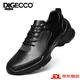 愛步特倫DQGECCO男鞋夏季真皮戶外時(shí)尚休閑鞋鏤空透氣商務(wù)健步皮鞋男 黑色【夏季透氣款】 42