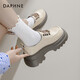 達芙妮厚底增高樂(lè )福鞋女春季英倫風(fēng)復古小皮鞋學(xué)院風(fēng)單鞋 米白色 36
