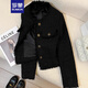 羅蒙（ROMON）今年流行黑色法式小香風(fēng)西裝外套女秋冬新款高級感休閑早春上衣 黑色 L -105-115斤拍
