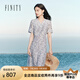 菲妮迪（FINITY）菲妮迪連衣裙秋季新款絲麻混紡印花寬松裙子女 紫色印花 M