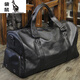 袋鼠男韓版手提旅行包 帶鞋倉大容量健身包出差行李包潮流單肩斜跨包 黑色