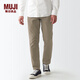 無印良品 MUJI 男式橫豎彈力絲光斜紋修身褲男士長褲子男款休閑褲春季款 淺灰棕色 76（170/76A）