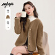 MJ STYLE小香風(fēng)短款外套女2025冬季新款韓系高級感氣質(zhì)麥穗絨保暖開(kāi)衫上衣