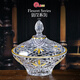 高斯（Glass）意大利進(jìn)口水晶玻璃水果盤(pán)歐式簡(jiǎn)約創(chuàng  )意果盆家居裝飾糖果盒帶蓋 葉紋帶蓋果斗 22K真金