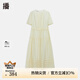 播醋酸連衣裙女2024夏新款收腰顯瘦法式氣質(zhì)褶皺長裙DDR2LD5791 O00晚紗 L