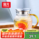 富光耐熱玻璃涼水壺大容量家用果汁杯花茶杯茶壺冷水壺錘紋壺1200ML