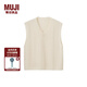 無印良品（MUJI）女式 羊絨 背心 針織毛衣女裝上衣外套冬季 BG69CC4A 米白色 L （165/88A）