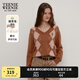Teenie Weenie小熊女裝簡約時尚秋休閑通勤V領(lǐng)學(xué)院菱形格毛衣針織衫 卡其色 M 165