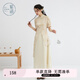 紫涵（ZIHAN）紫涵新中式立領(lǐng)短袖連衣裙女夏季新款國風(fēng)設(shè)計(jì)感收腰中長裙子 杏色-T M