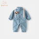 班喜迪嬰兒衣服秋裝嬰幼兒超萌連體衣寶寶哈衣外出服春秋季卡通外套爬服 藍(lán)色 90cm
