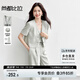 尚都比拉職場通勤女裝套裝夏季珍珠金屬扣V領(lǐng)短袖西裝小外套 米灰色 M 