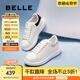 百麗（Belle）簡約舒適小白鞋女2025春新商場同款平穩(wěn)休閑板鞋D5Q1DAM5 白色/杏 37 (235mm)