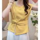2025年夏季新款時(shí)尚氣質(zhì)小飛袖短袖小衫洋氣襯衫小眾休閑收腰上衣 黃色 3XL (建議130-145斤)