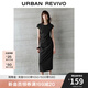 UR2025夏季新款女裝簡約休閑褶皺后開衩連衣裙UWM750045 黑色 L