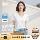 森馬（Semir）短袖t恤女涼感抗菌正肩修身2025夏顯瘦V領白色打底衫109325100002