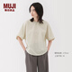 無印良品（MUJI）女式易干彈力泡泡紗短袖罩衫 t恤上衣打底衫女裝25年夏季BC2MOA5S 米白色 M （160/84A）