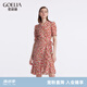 歌莉婭短袖連衣裙女夏季新款氣質小個子印花茶歇裙1C4R4K230 98D紅玫瑰印花 XXS