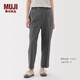 無印良品（MUJI）女式 易干彈力泡泡紗錐形褲褲子女款休閑褲25年夏季 女裝BE1V3A5S 深灰色 M (160/66A)