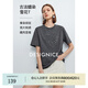 迪賽尼斯夏季新款高級(jí)感通勤風(fēng)百搭寬松亮片圓領(lǐng)短袖T恤女 灰色 L