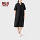 無(wú)印良品（MUJI）女式 珠地網(wǎng)眼 POLO連衣裙 女裝短袖裙子夏季 BB18CC4S 黑色 S-M （160/84A）