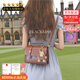 BLACKKISS品牌包女包斜挎包英倫劍橋包小方包單肩包七夕送女友女士包郵差包 棕色(版本)