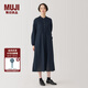 無印良品（MUJI）女式 棉 長袖連衣裙 女裝 裙子 春季 長裙 純棉 BC2KVA4A 深藏青色 M (160/84A)