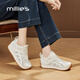 妙麗（Millies）品牌厚底運(yùn)動(dòng)休閑女鞋2025夏季新款鏤空透氣阿甘鞋戶外旅游跑步鞋 米白 37