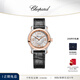 蕭邦（Chopard）快樂(lè)鉆石機(jī)械機(jī)芯30mm瑞士手表腕表女禮物官方正品 18K玫瑰金及精鋼黑色表帶 30mm