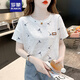 羅蒙（ROMON）夏季短袖t恤女裝2024新款寬松顯瘦時(shí)尚繡花棉體恤女士上衣打底衫 白色 M (100-110斤)