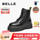 百麗（Belle）七夕禮物周雨彤推薦黑桃少女馬丁靴女休閑短靴B8K1DDD4 黑色-絨里 36 (230mm)